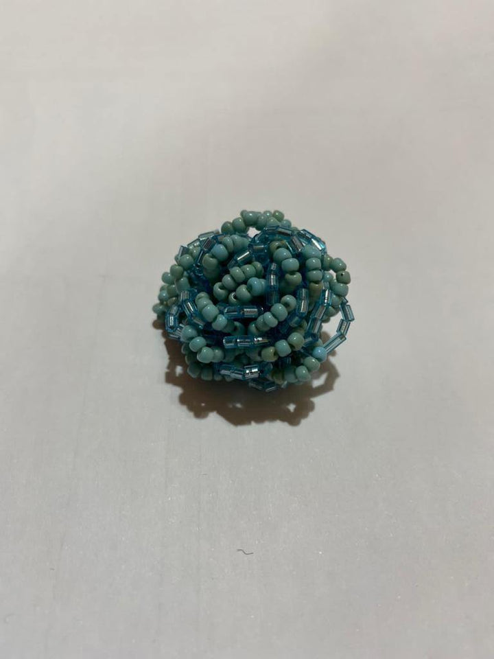 Anello Perline Fiore - celeste - Bijondo
