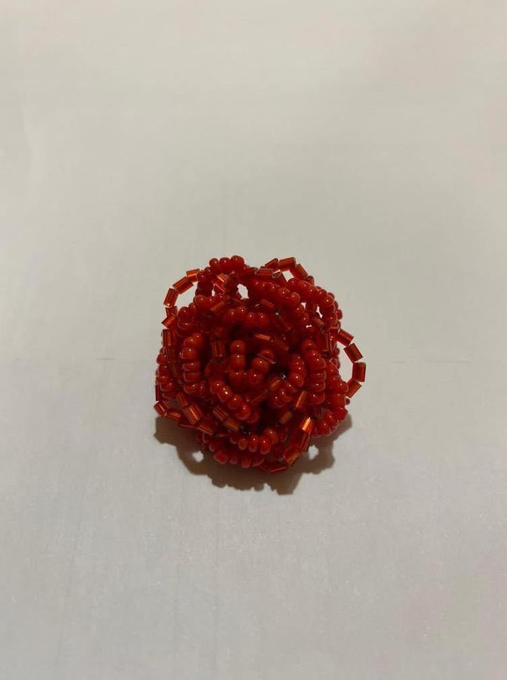 Anello Perline Fiore - rosso - Bijondo