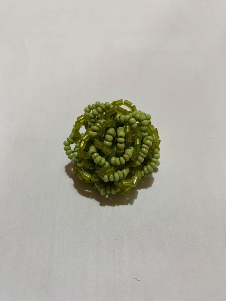 Anello Perline Fiore - verde - Bijondo