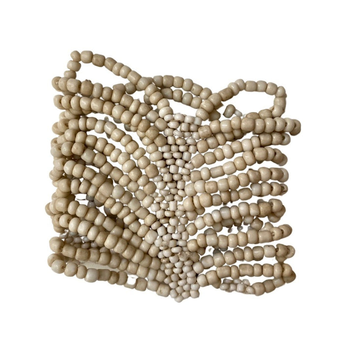 Bracciale elasticizzato perline vetro Isabella - beige - Bijondo