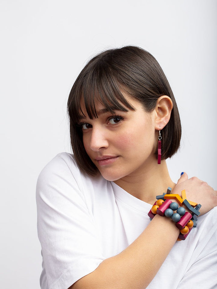 Bracciale Legno elasticizzato Olivia - viola - Bijondo
