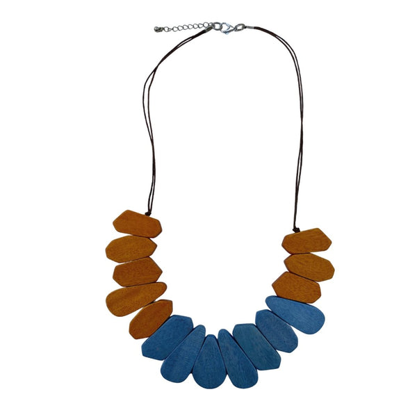 Collana legno corta Old Xuhui - celeste - Bijondo