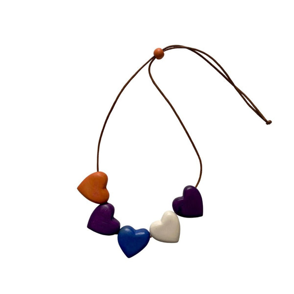 Collana legno Hearts - arancione - Bijondo