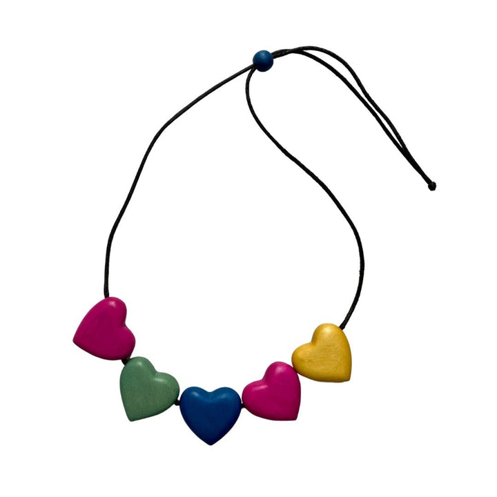Collana legno Hearts - fucsia - Bijondo