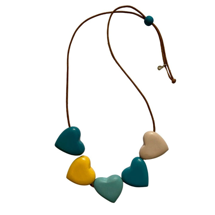 Collana legno Hearts - petrolio - Bijondo