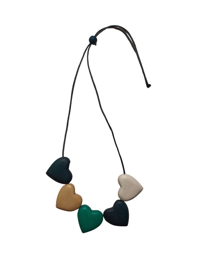 Collana legno Hearts - senape - Bijondo