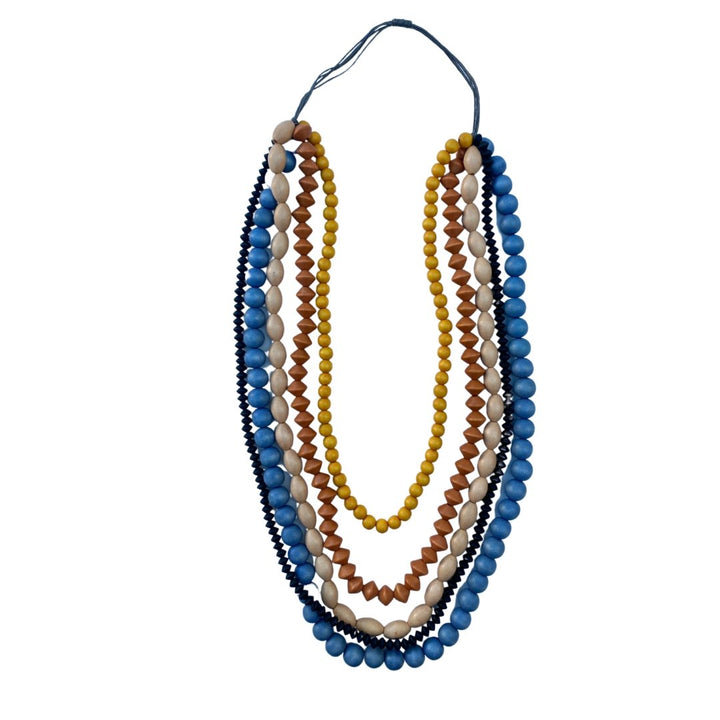 Collana lunga legno Vinohrady - celeste - Bijondo