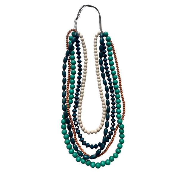 Collana lunga legno Vinohrady - turchese - Bijondo