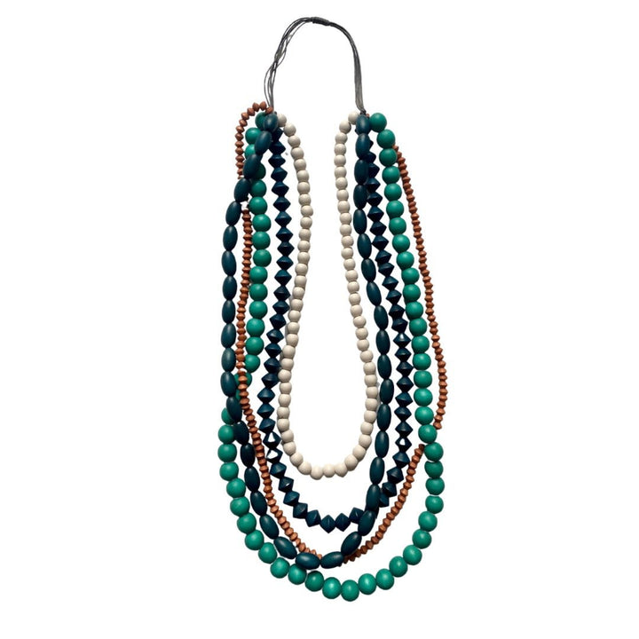 Collana lunga legno Vinohrady - turchese - Bijondo