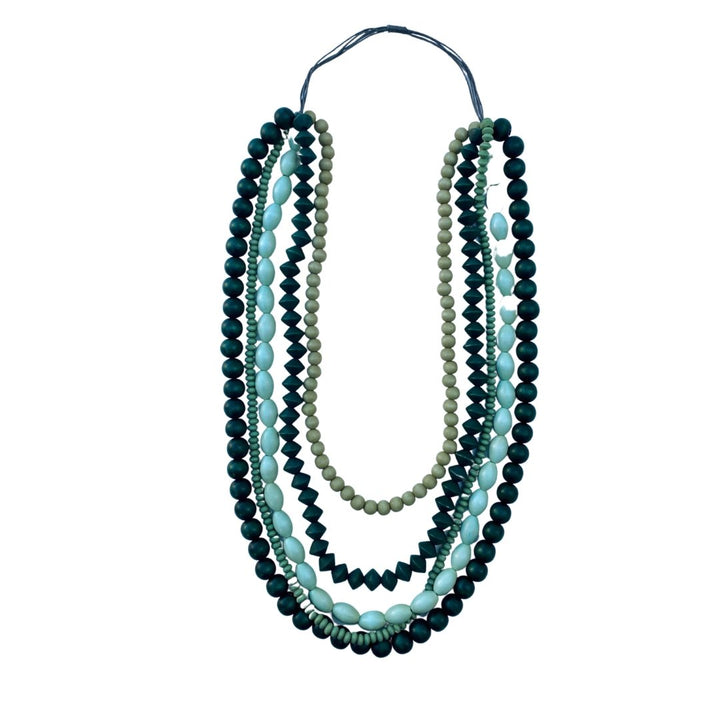 Collana lunga legno Vinohrady - verde - Bijondo