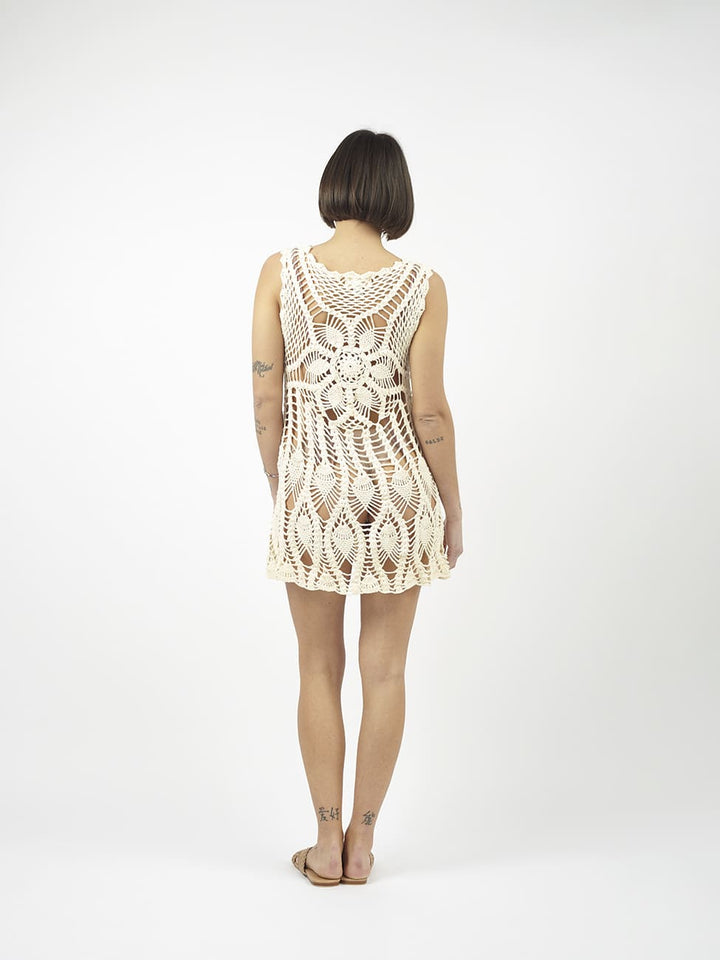 Copricostume Minidress Crochet Okichi - panna - Bijondo