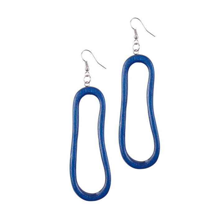 Orecchini Legno lunghi design Wat Pho - blu - Bijondo