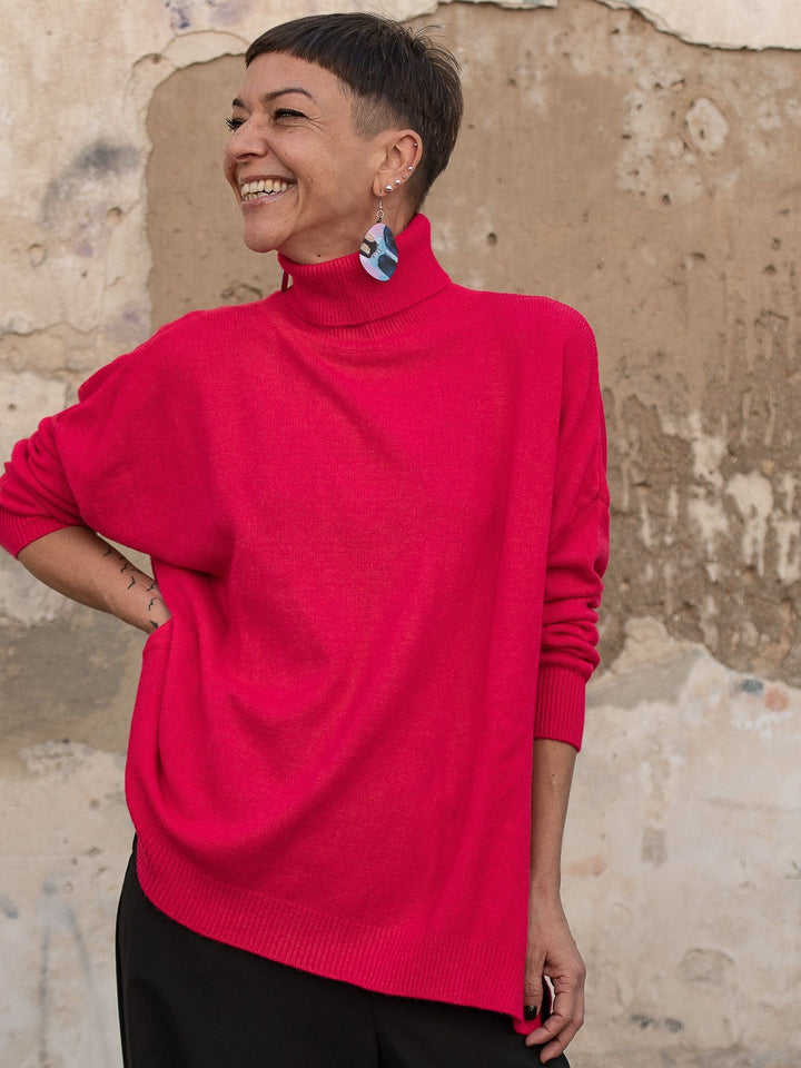 Orecchini legno Myra print - fucsia - Bijondo