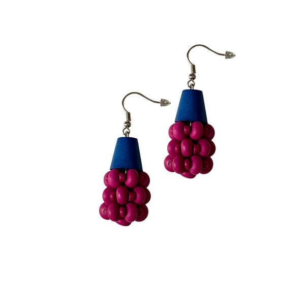 Orecchini legno Netra - fucsia - Bijondo