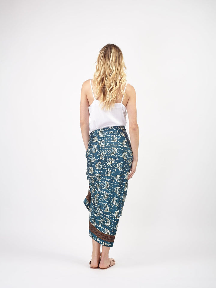 Sciarpa Pareo in seta Kauane - blu boho - Bijondo
