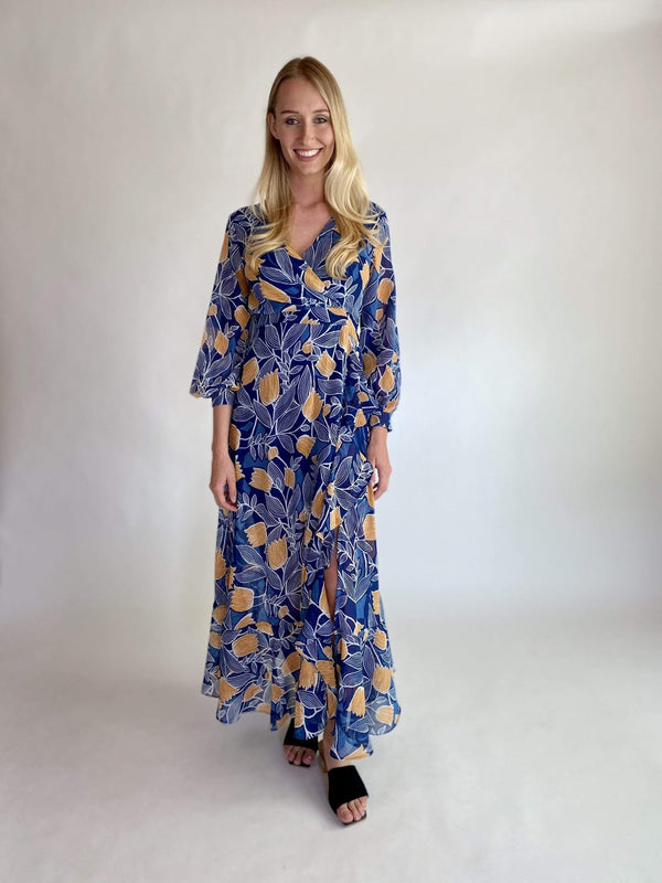 Vestito lungo Ava - blu - Bijondo