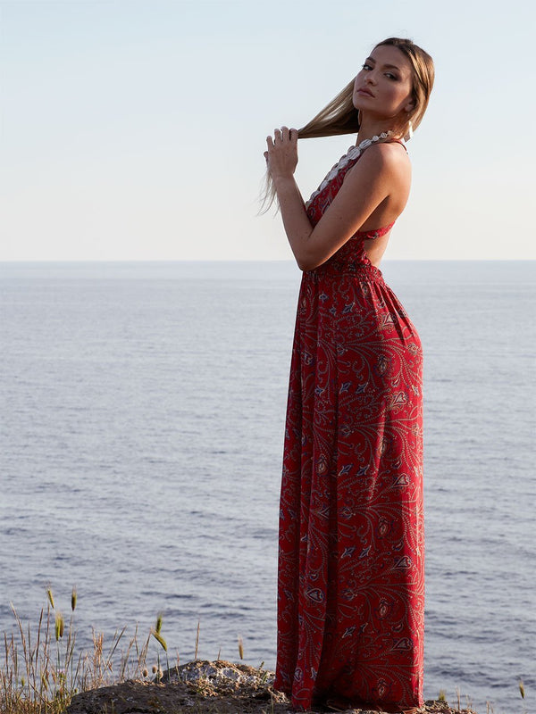 Vestito lungo Lia Seta - rosso - Bijondo